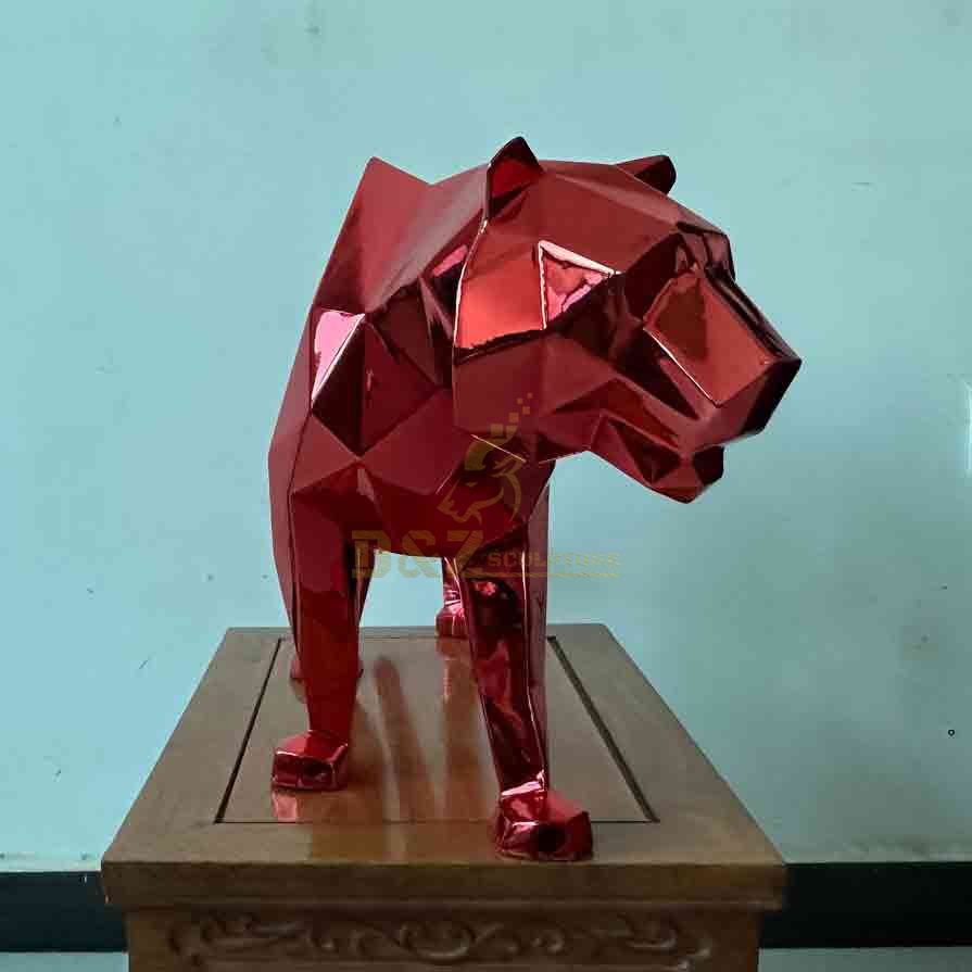 Bulk Custom Red Geometric Metal Cheetah Lion Tiger Sculptures, Hotel Project DZ-550