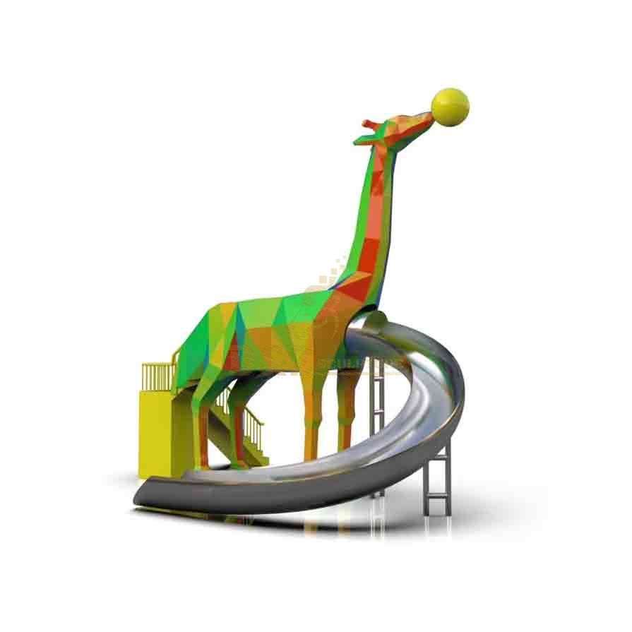 Modern metal giraffe sculpture slide for playground project DZ-551