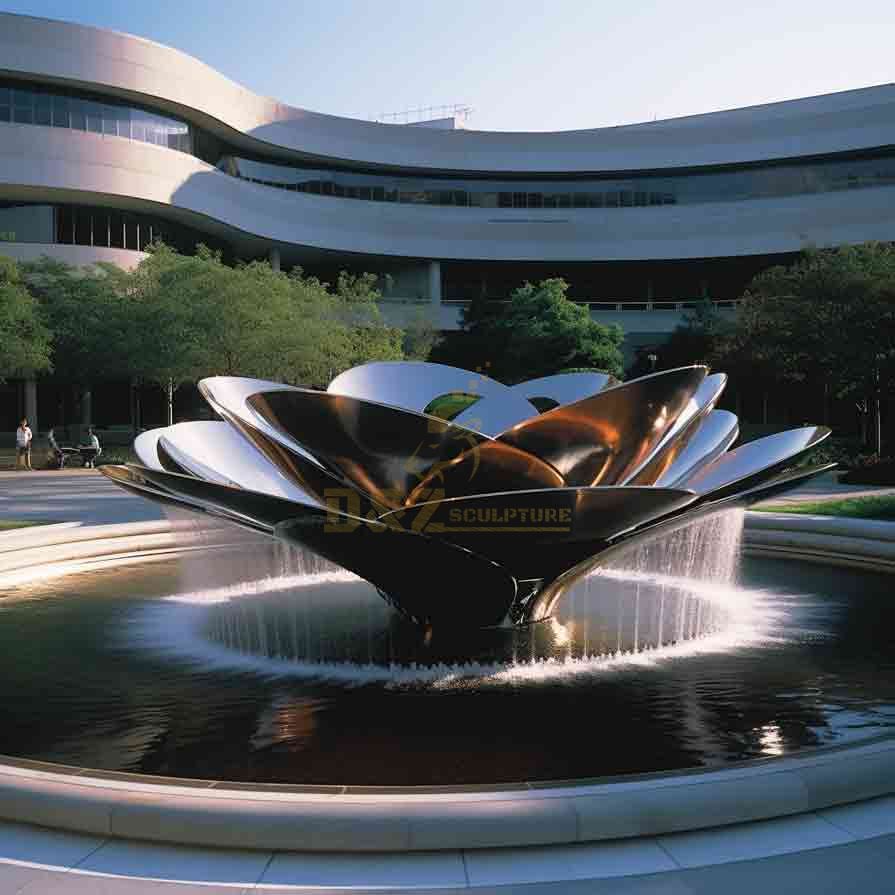 Modern Metal Outdoor Fountain Sculpture: Abstract Flower Design DZ-553