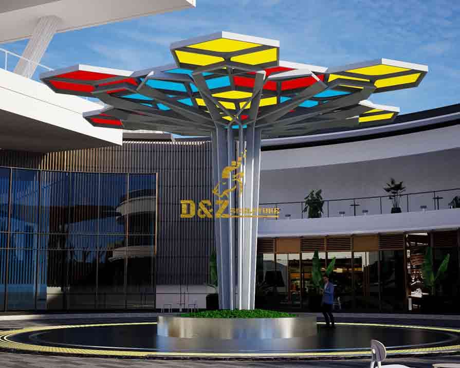 Modern geometric tree-shaped metal Pergola sculpture - creative design