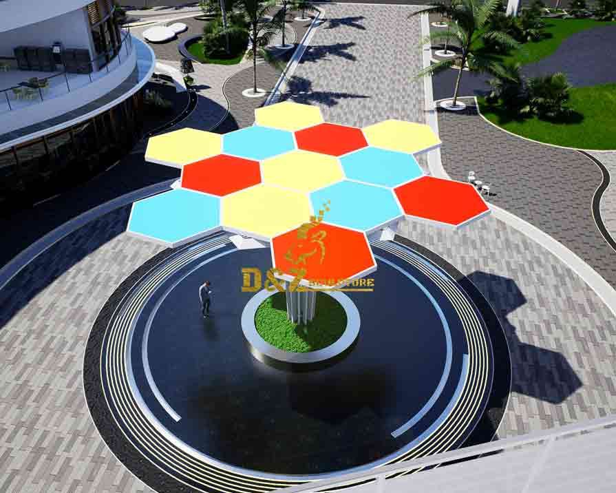 Modern geometric tree-shaped metal Pergola sculpture - creative design