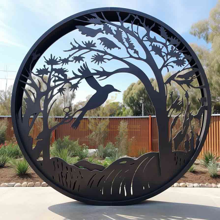 Large Stainless Steel Hollow Round Metal Art Wall Sculpture Custom DZ-560