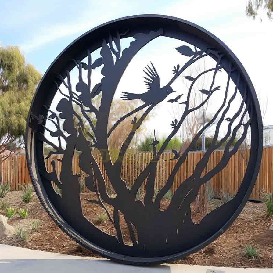 Large Stainless Steel Hollow Round Metal Art Wall Sculpture Custom DZ-560