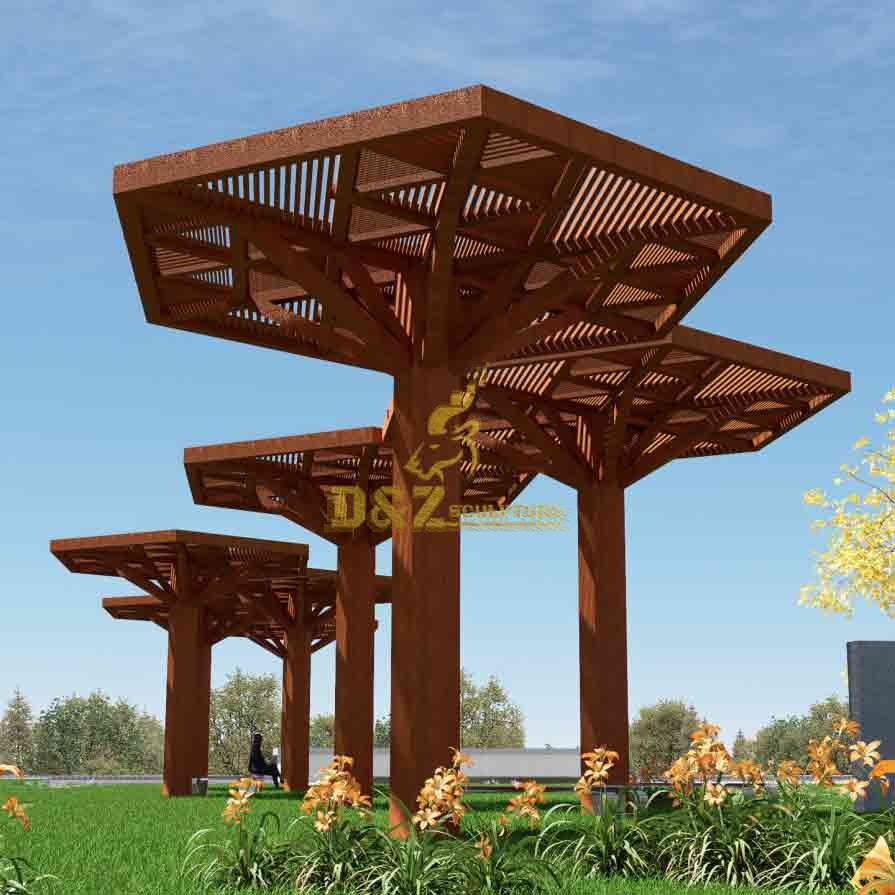 Large corten steel garden tree sculptures for sale DZ-564