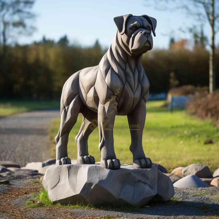 Life size boxer dog garden lawn statue