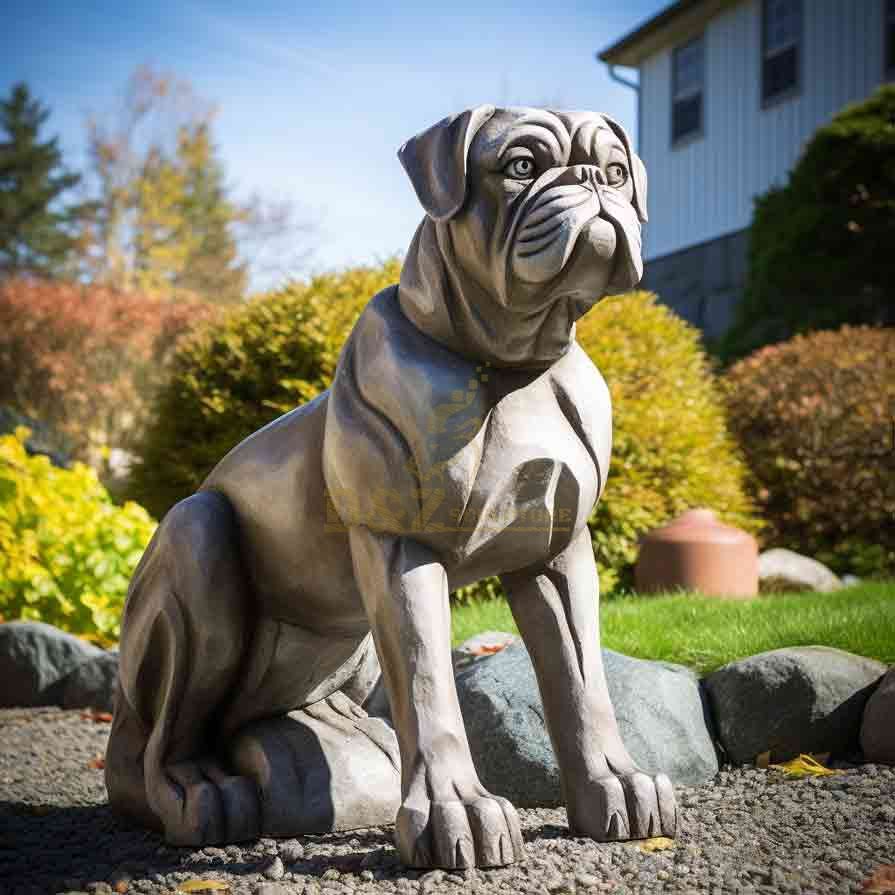 Life size boxer dog garden lawn statue