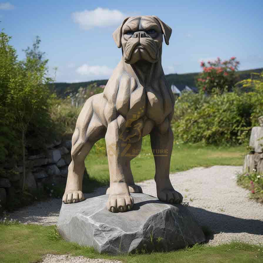 Life size boxer dog garden lawn statue