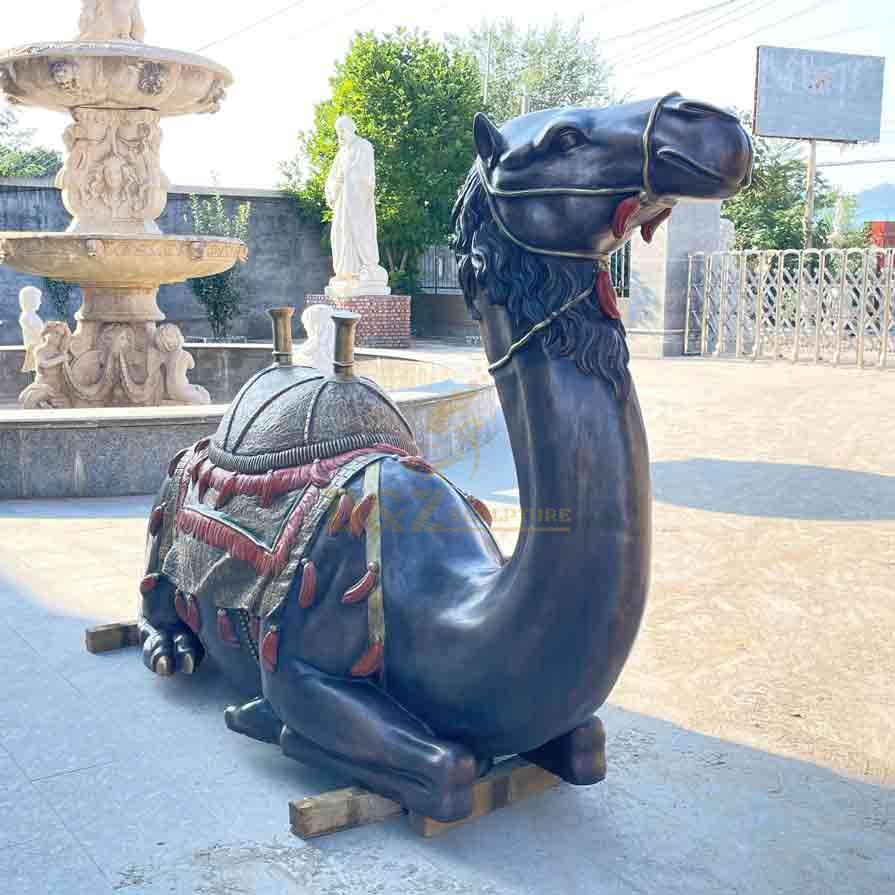 Large horizontal bronze camel statue for sale with exquisite saddle decoration DZ-568