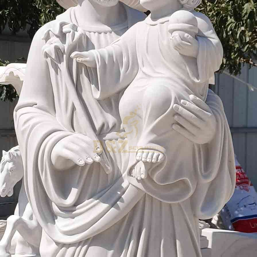 White Marble Joseph Holding Baby Jesus Statue for Sale DZ-574