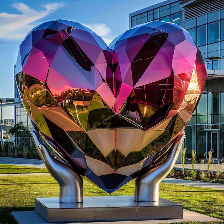 Art Modern Heart Shaped Stainless Steel Sculpture