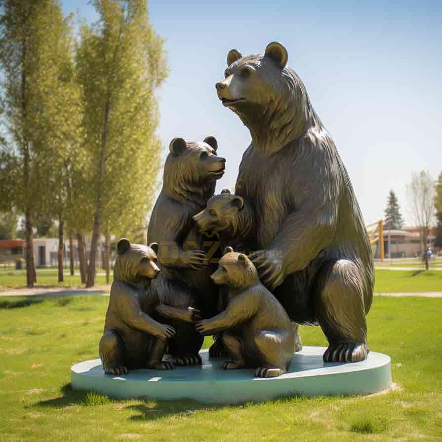 Large Outdoor Bronze Bear Family Statue for Garden DZ-576