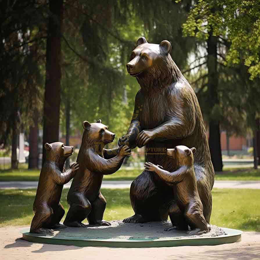 Large Outdoor Bronze Bear Family Statue for Garden DZ-576