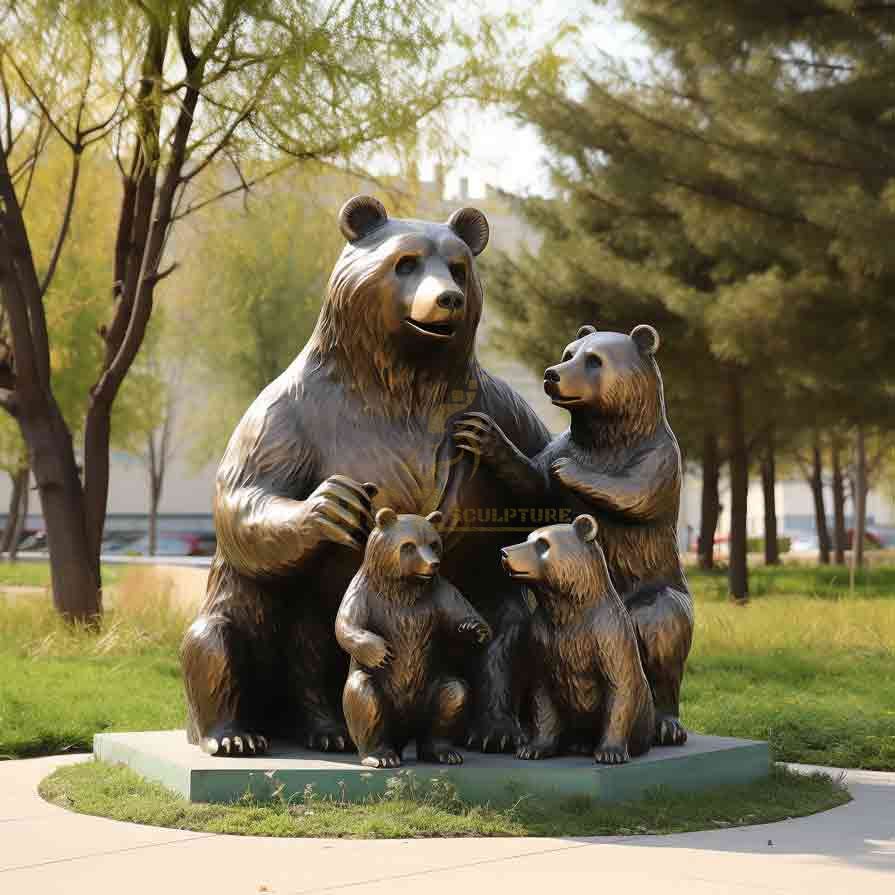 Large Outdoor Bronze Bear Family Statue for Garden DZ-576