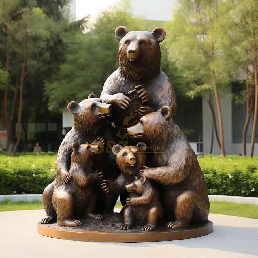 Large Outdoor Bronze Bear Family Statue for Garden DZ-576