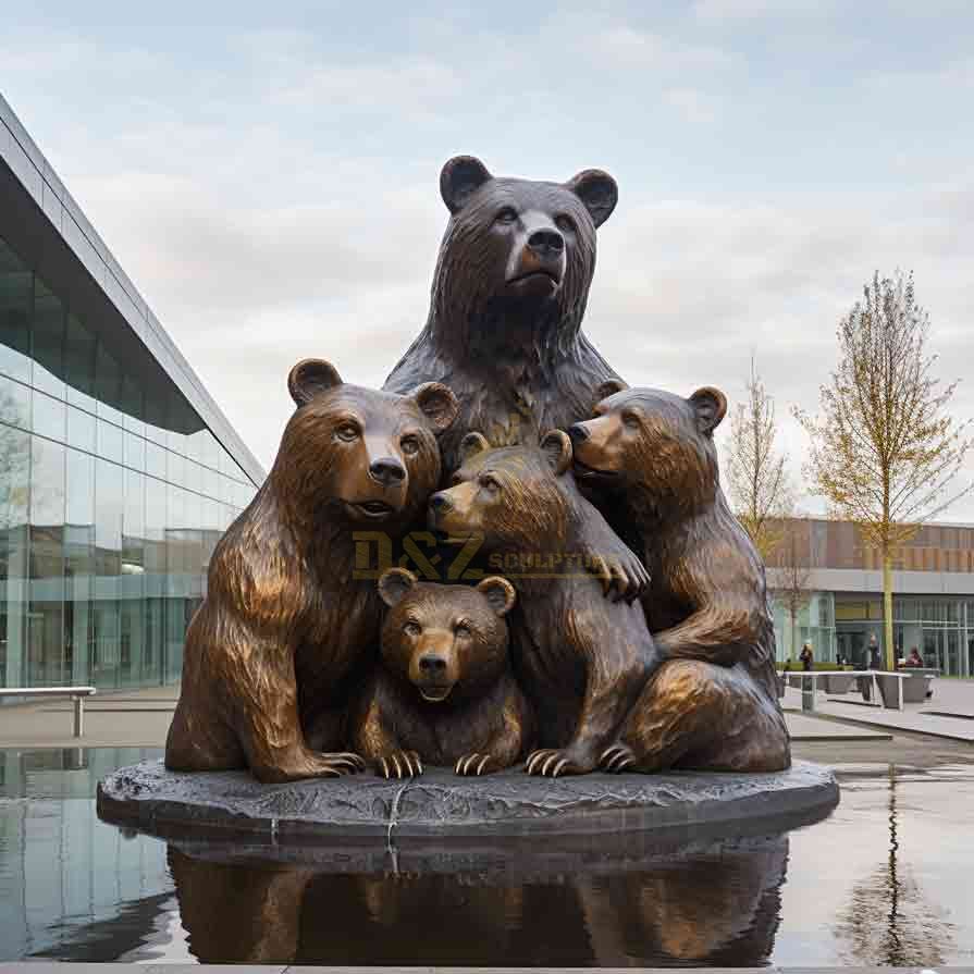 Large Outdoor Bronze Bear Family Statue for Garden DZ-576