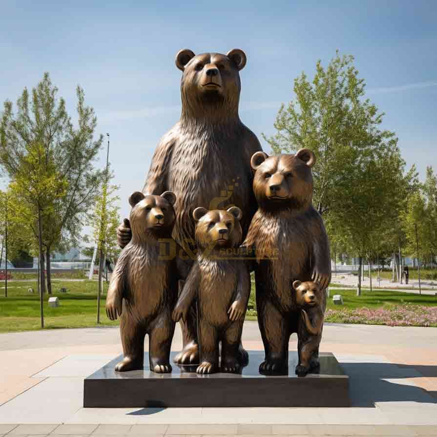 Large Outdoor Bronze Bear Family Statue for Garden DZ-576