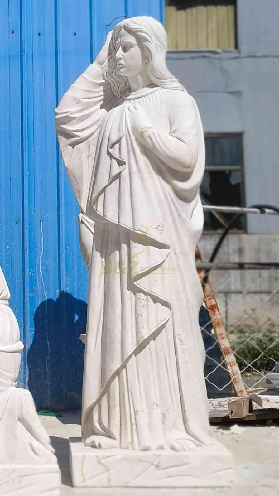 Large outdoor marble Jesus Crucifixion sculpture Jesus cross and saints memorial sculpture DZ-577