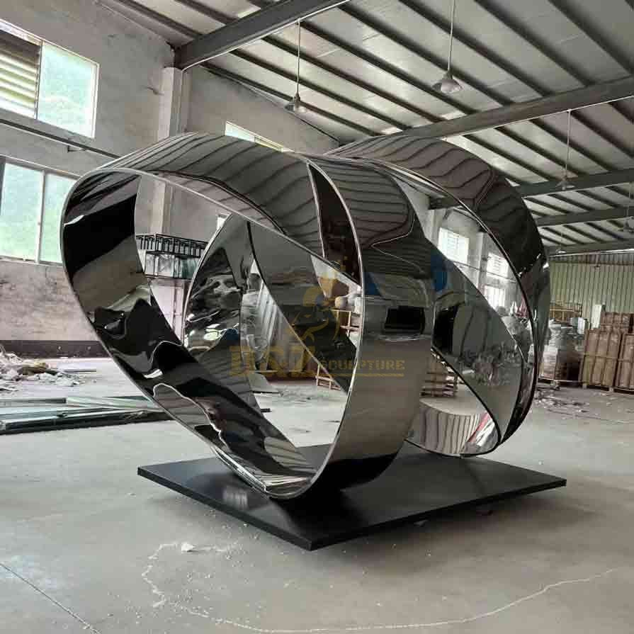 Large mirrored stainless steel abstract circle art sculpture DZ-578