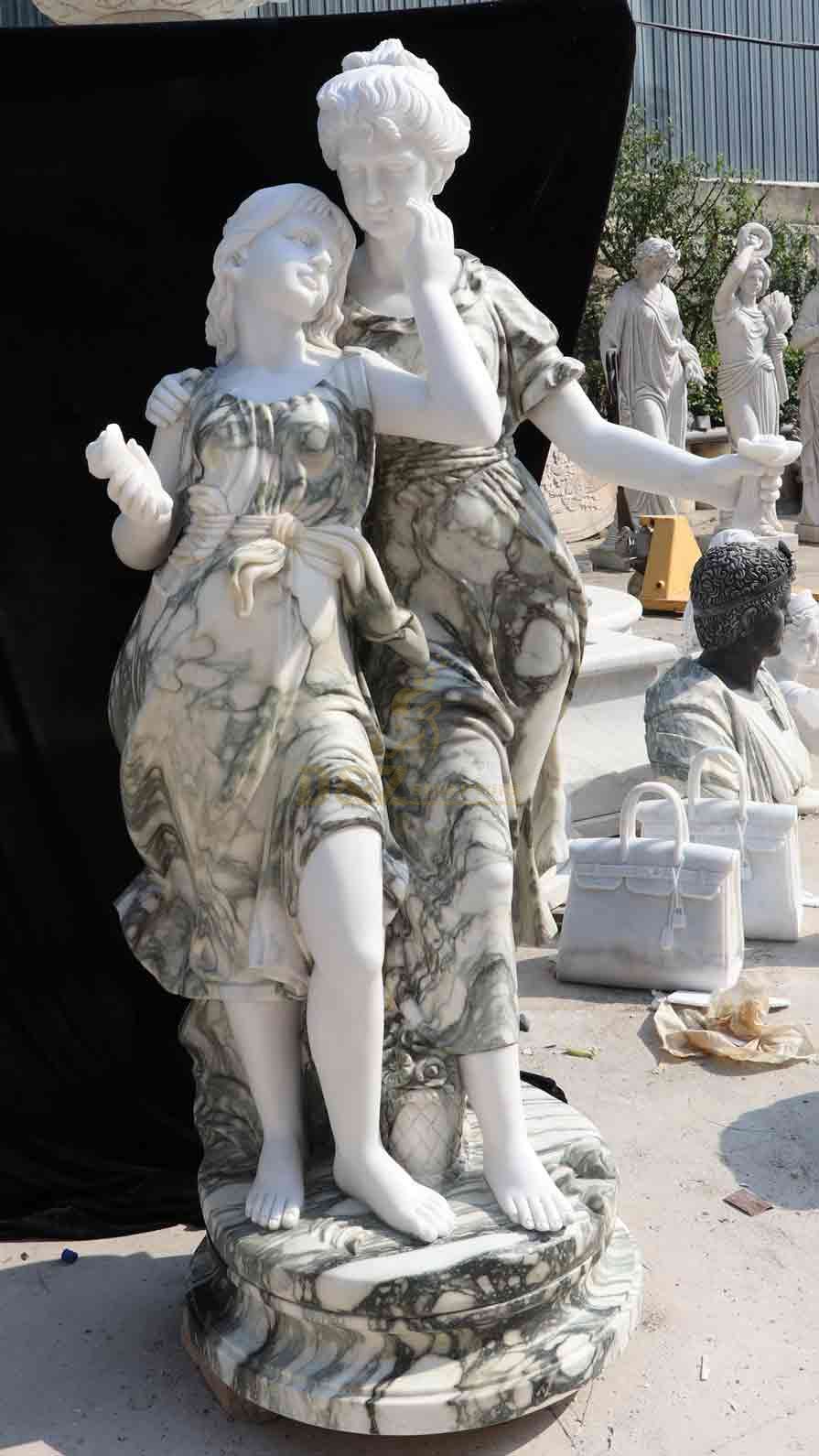 Garden Life Size Two Sisters Marble Statue For Sale DZ-582