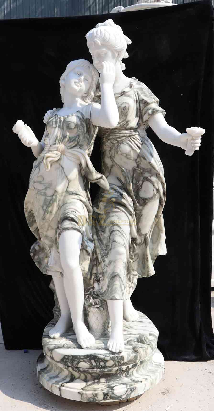 Garden Life Size Two Sisters Marble Statue For Sale DZ-582