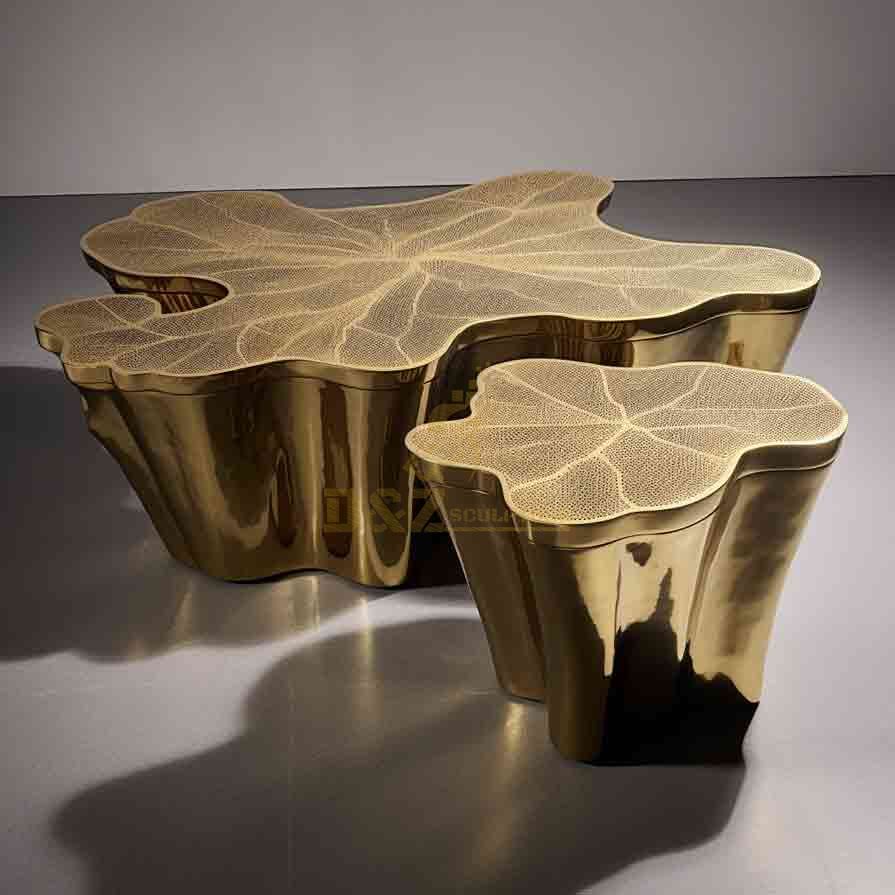 Gold Metal Map Coffee Table Luxury Modern Furniture Hotel Club Villa DZ-583