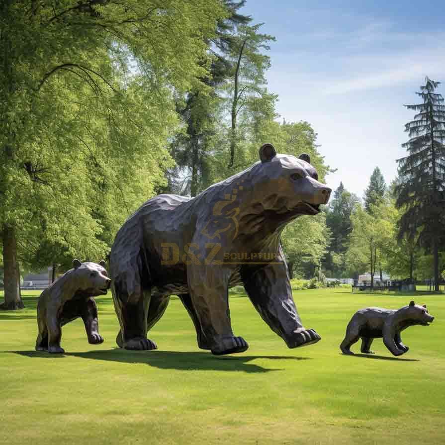 Custom Large Bronze Bear Family Statue garden park DZ-584