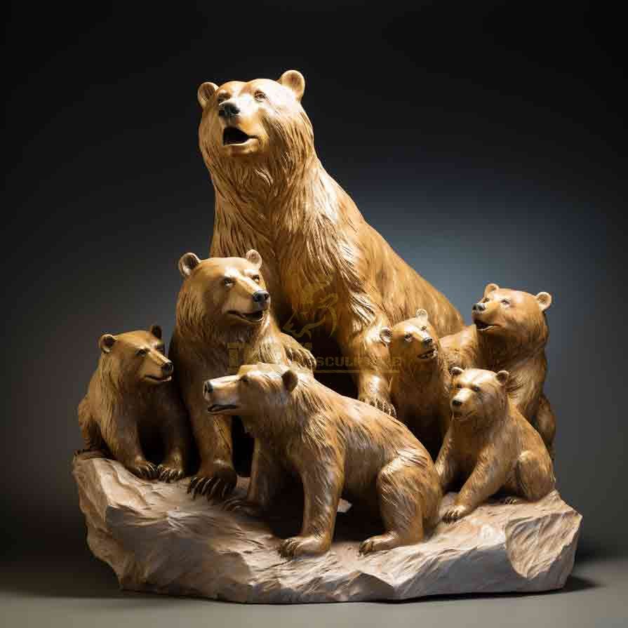 Custom Large Bronze Bear Family Statue garden park DZ-584