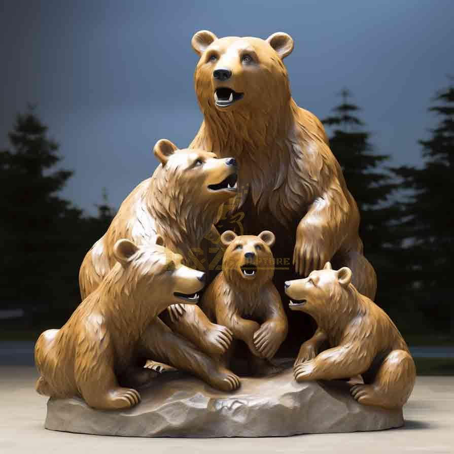 Custom Large Bronze Bear Family Statue garden park DZ-584