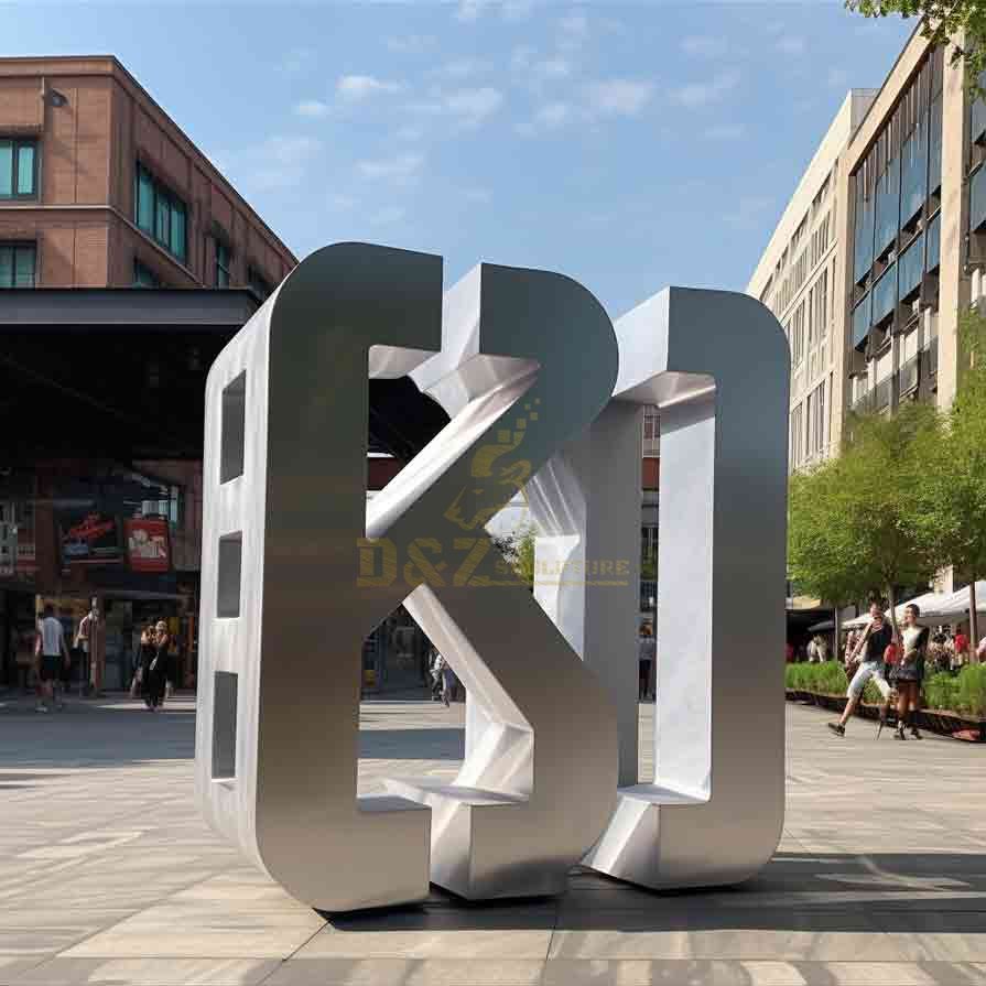 Large custom stainless steel hollow letter cube sculpture DZ-587