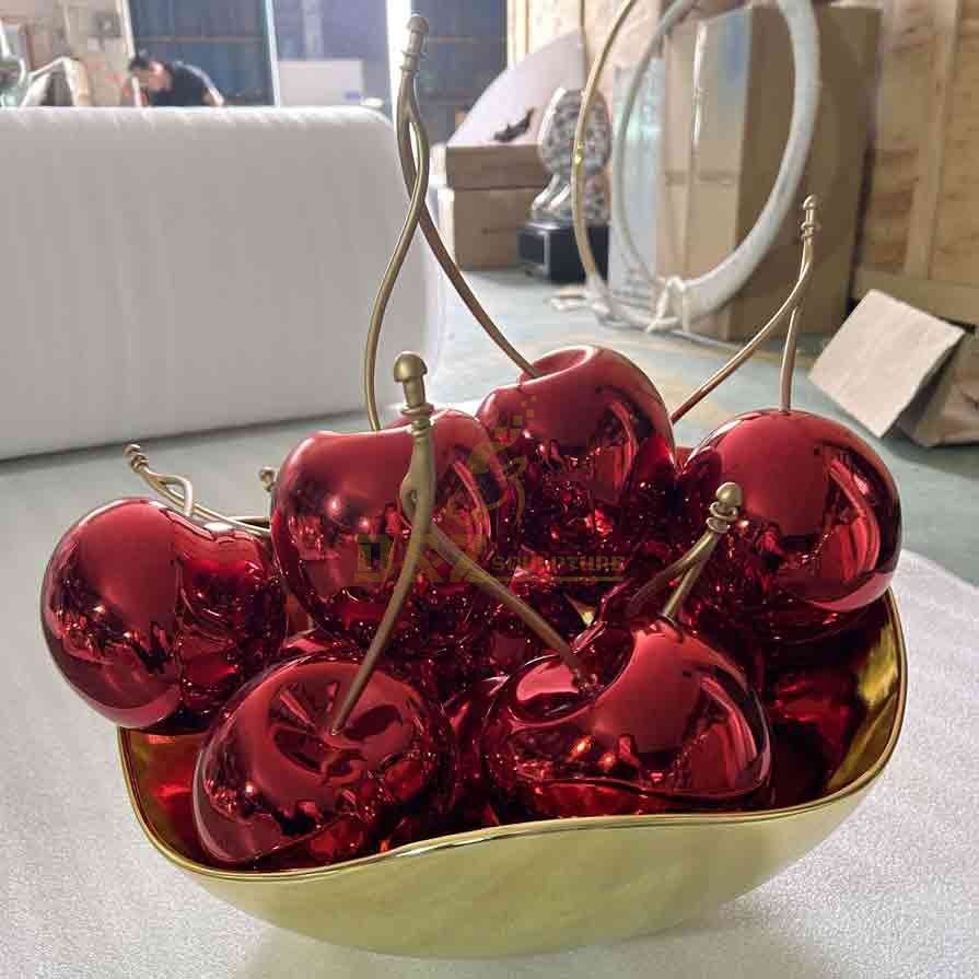 Large red metal cherry sculpture for hotel decoration DZ-590