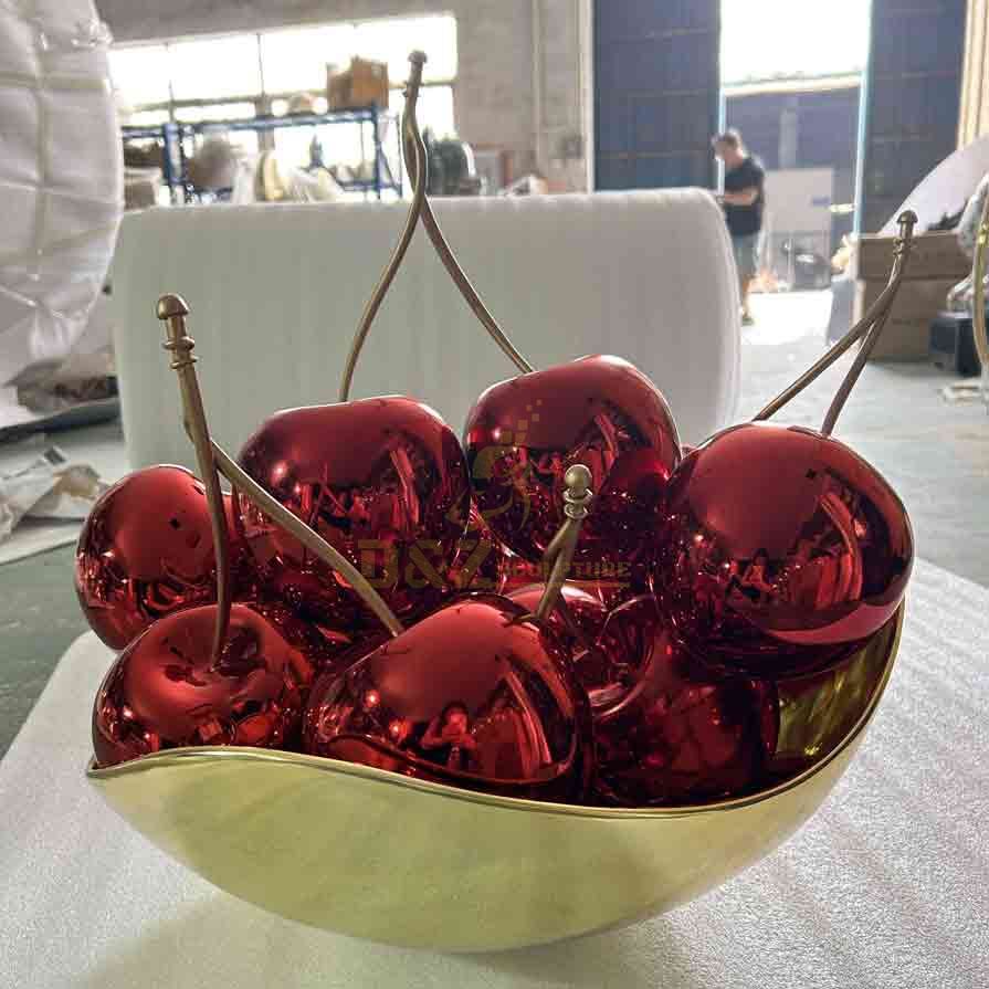 Large red metal cherry sculpture for hotel decoration DZ-590