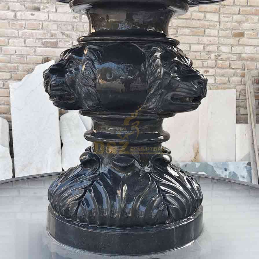 Large outdoor black marble fountain sculpture for sale tiger head decor DZ-591