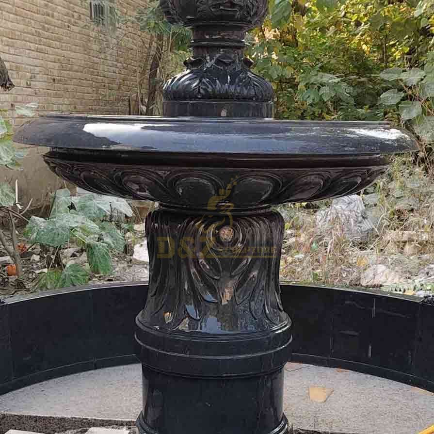 Large outdoor black marble fountain sculpture for sale tiger head decor DZ-591