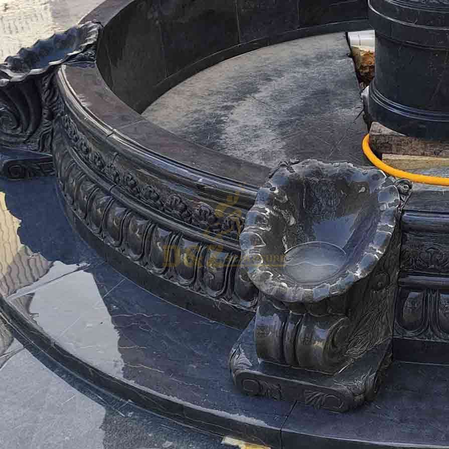 Large outdoor black marble fountain sculpture for sale tiger head decor DZ-591