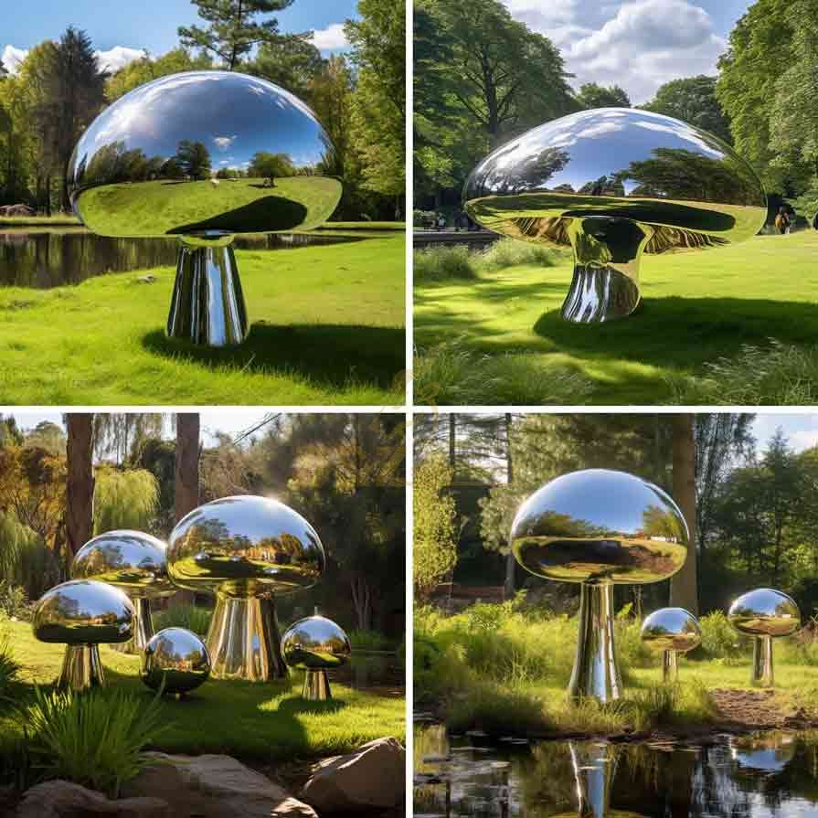 Stainless steel giant mushroom art sculpture for garden DZ-593