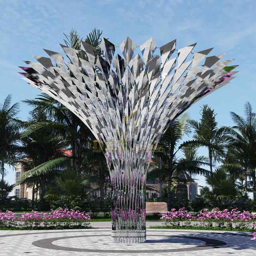 Large geometric stainless steel tree sculpture for garden DZ-594