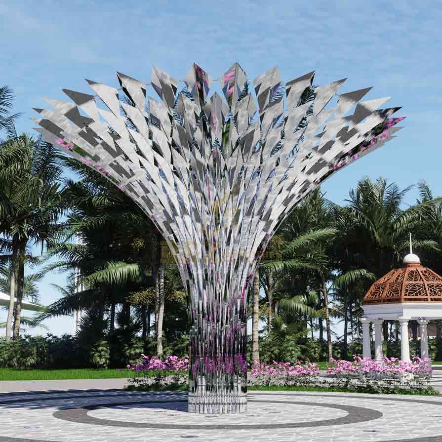 Large geometric stainless steel tree sculpture for garden DZ-594