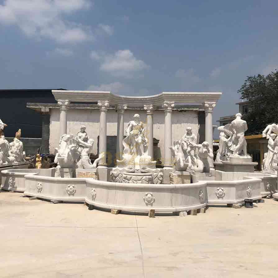 Custom Large White Marble Roman Trevi Fountain Sculpture DZ-596