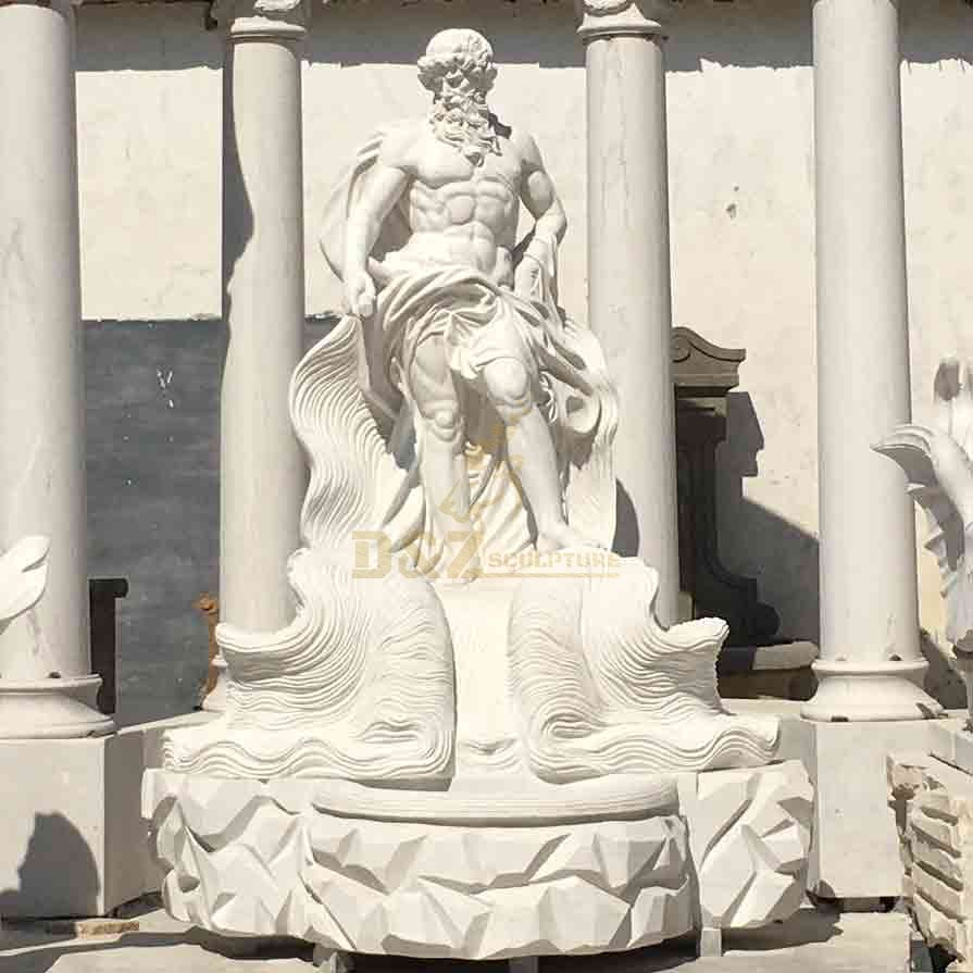 Custom Large White Marble Roman Trevi Fountain Sculpture DZ-596  Neptune