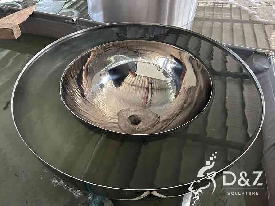 Mirror stainless steel ripple water bowl fountain sculpture for garden DZ-597