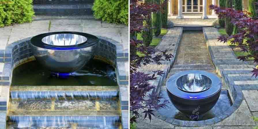 Mirror stainless steel ripple water bowl fountain sculpture for garden DZ-597