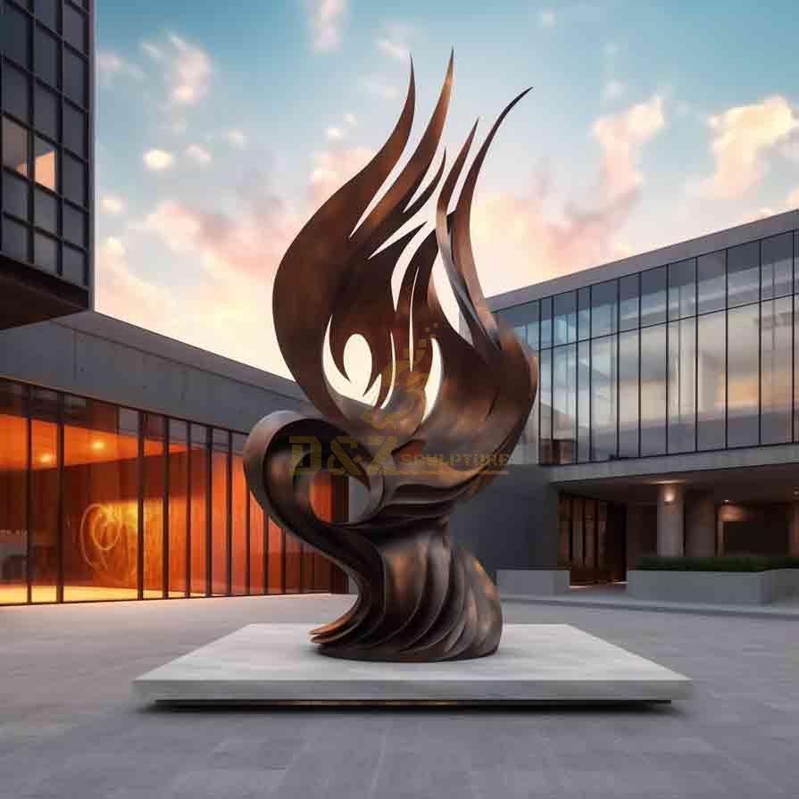 Rising Large Abstract Metal Phoenix Sculpture DZ-600