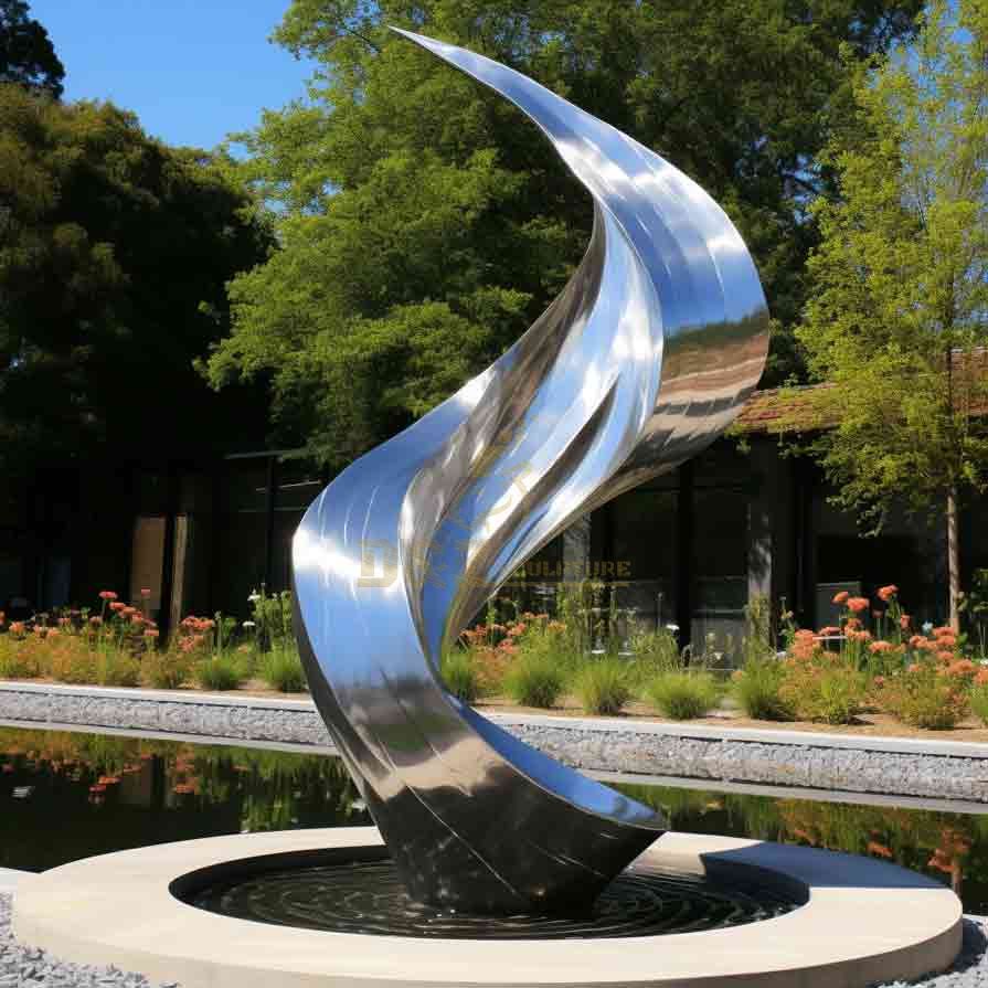 Outdoor stainless steel garden spiral fountain art sculpture DZ-602