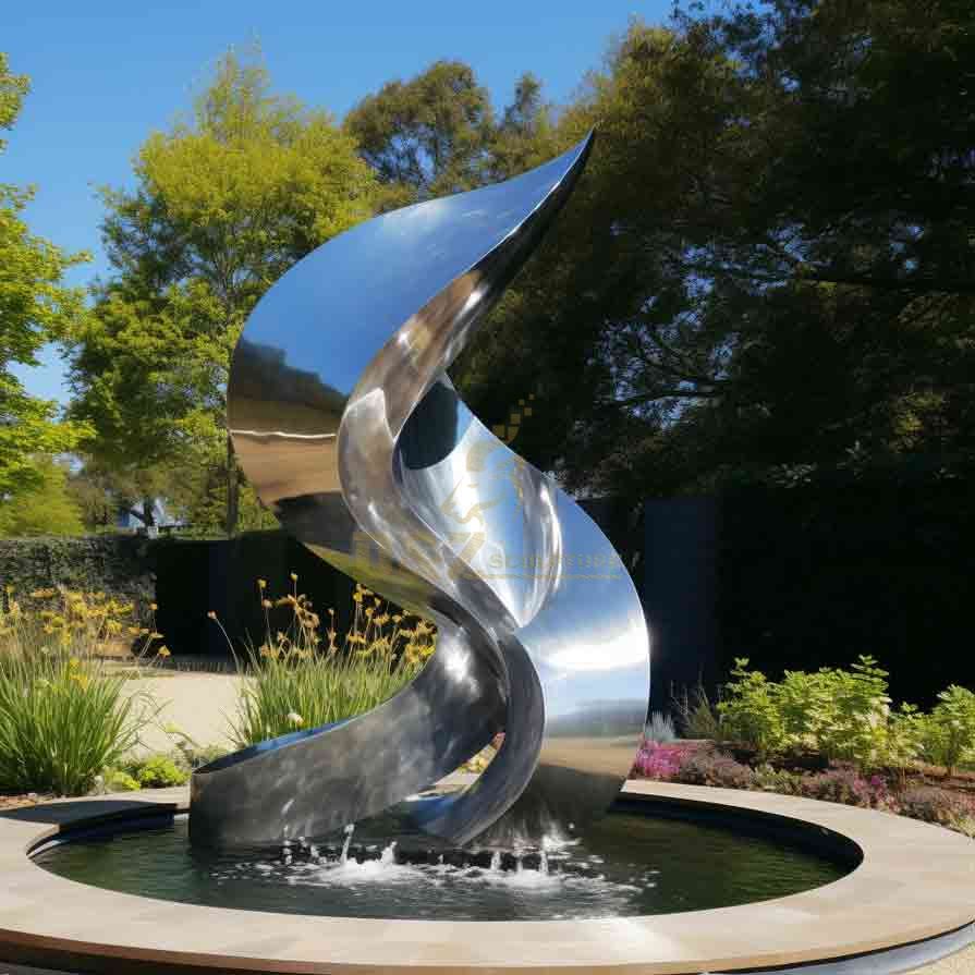 Outdoor stainless steel garden spiral fountain art sculpture DZ-602