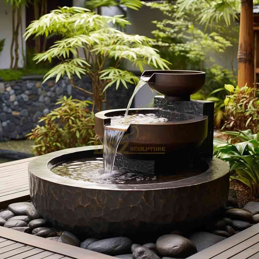 Geometric waterfall bronze garden fountain sculpture DZ-603