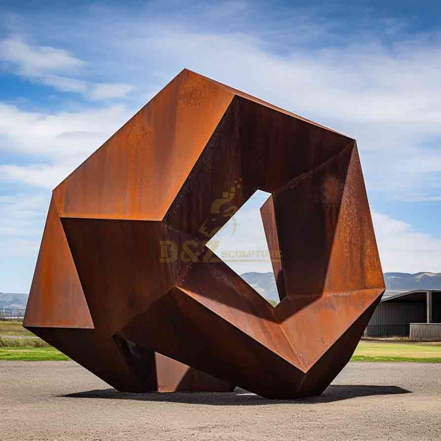 Large Corten steel geometric sculpture industrial style theme DZ-607