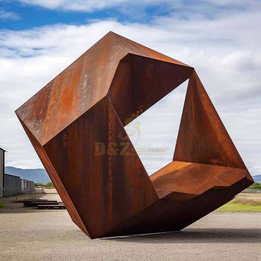 Large Corten steel geometric sculpture industrial style theme DZ-607