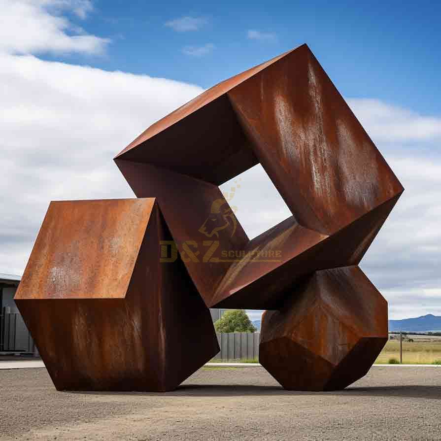 Large Corten steel geometric sculpture industrial style theme DZ-607