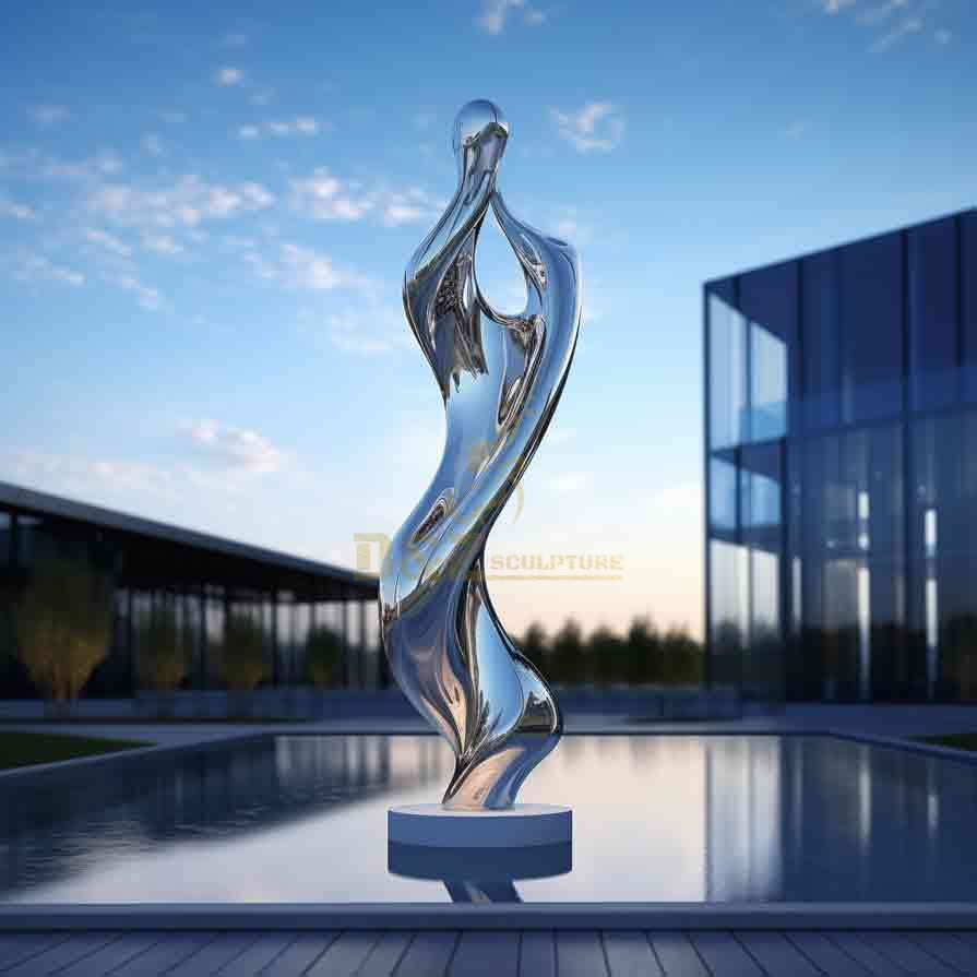 Mirror stainless steel abstract dancer sculpture DZ-608