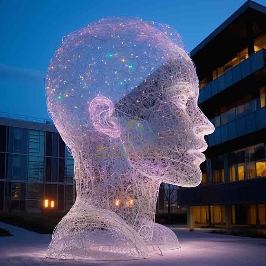 Giant abstract metal wire light human head sculptures DZ-610